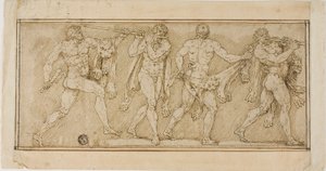 Frieze of Satyrs Wearing Lion Skins and Playing Pipes