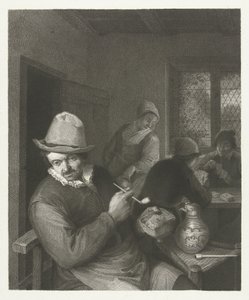 Tavern Scene with Man Filling a Pipe by Lambertus Antonius Claessens