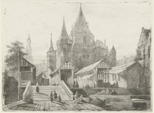 View of the Nieuwmarkt in Amsterdam by Lambertus  Hardenberg