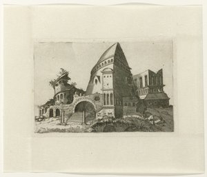 Ruins with Pyramid-shaped Tower by Lambertus Suavius