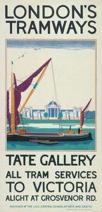 Tate Gallery, London County Council LCC Tramways Poster, 1925 by Lance Cattermole