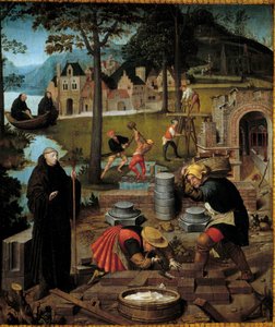 Legend of Saint Bertin: The Abbot Saint Bertin of Sithiu Directs the Construction of the Monastery of Sithiu in Saint Omer (detail)