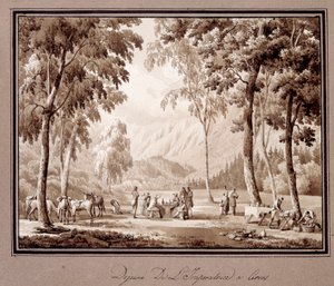 Breakfast of Empress Josephine de Beauharnais in Cervos in 1810 by Lancelot Théodore Turpin de Crissé de Crissé