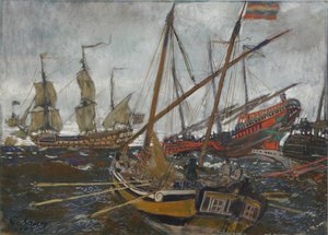 Ships at the Time of Peter I by Lanceray