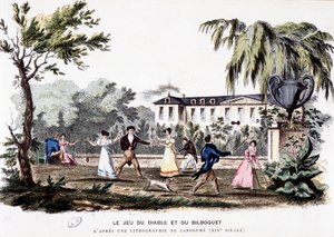 Ancient games: The game of the devil (diabolo) and the bilboquet, based on a lithograph of Langlumé by Langlume Langlume
