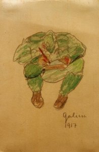 Soldier Writing/Drawing in a Squat by Laszlo Moholy Nagy