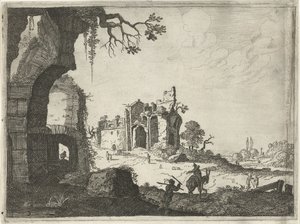 Two Ruins in a Landscape by Laurens Barata