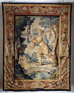 Game carrier, tapestry from series Hunts of Francis I by Laurent Guyot
