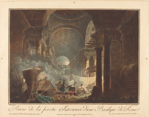 Ruins of the Interior of a Basilica in Rome by Laurent Guyot after Hubert Robert