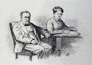 Portrait of Louis Pasteur Dictating a Relationship with His Wife. Sketch by Lucien Laurent-Gsell by Laurent Lucien Gsell