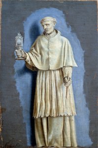 Saint Norbert holding an ostensoire (ostensoir) and a candle