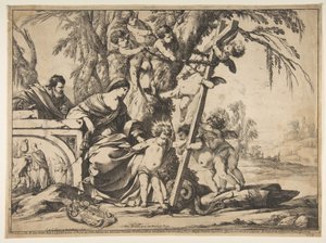 Holy Family with Christ Child Stepping on Serpent by Laurent de la Hyre
