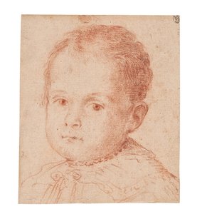 Portrait study of a child with a pearl necklace by Lavinia Fontana