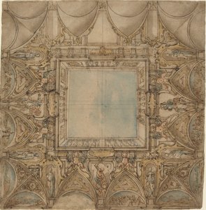 A Ceiling Decoration with Landscapes and Battles by Lazzaro Tavarone
