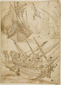 Crew Abandoning Ship (recto) Sketches of Corinthian Columns (verso) by Lazzaro Tavarone