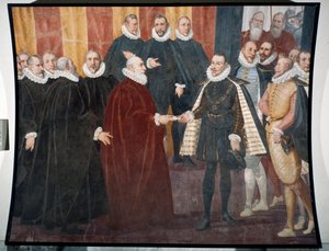 Meeting of Doge Giacomo Durazzo Grimaldi and Infant Don Juan of Austria by Lazzaro Tavarone