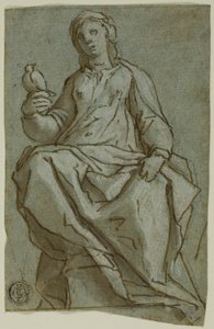 Seated Female Figure Holding a Dove by Lazzaro Tavarone
