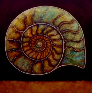Ammonite Gold and Burgundy by Lee Campbell