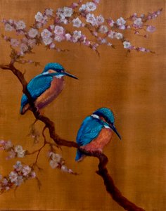 Two Kingfishers & Apple Blossom, 2021