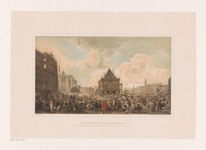 Dam in Amsterdam with the Palace Under Construction by Leendert Izaac Frederikus Grondijs
