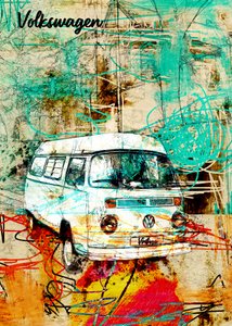 Abstract Retro Van by Lembayung senja studio [Vintage Poster]
