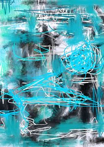 Abstract Teal Scribbles