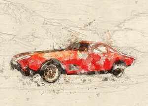 Red Car Sketch by Lembayung senja studio [Vintage Poster]