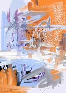 Orange Blue Modern Abstract