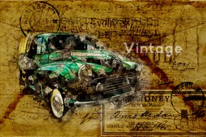 Vintage Car Travel Map