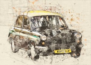Taxi Art by Lembayung senja studio [Vintage Poster]