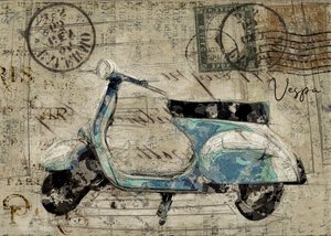 Vintage Vespa Postcard by Lembayung senja studio [Vintage Poster]