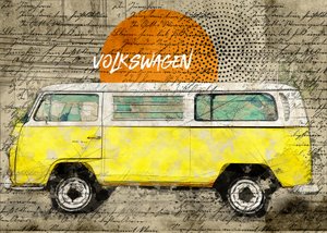 Yellow Vintage Van by Lembayung senja studio [Vintage Poster]