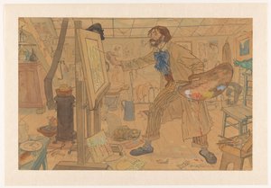 Studio of a Modern Painter (original title on object) by Leo Gestel (signed by artist)