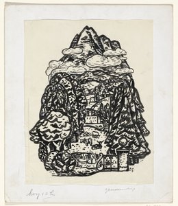 Mountain Landscape with Trees and Cattle by Leo Gestel (signed by artist)