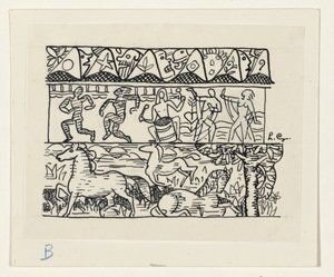 Horses, Dancing People, and Masks by Leo Gestel (signed by artist)