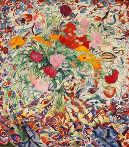 Flowers in Front of a Flowered Cloth