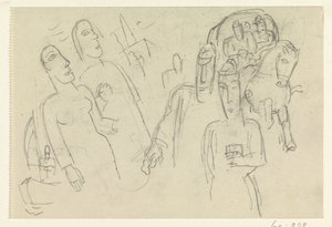 People on the Street and a Horse with Cart by Leo Gestel