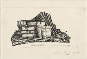 Stack of Books and Writing Materials by Leo Gestel
