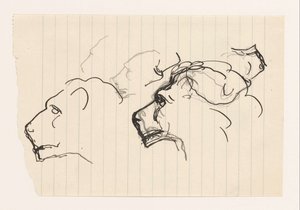 Study Sheet with Lion Heads by Leo Gestel