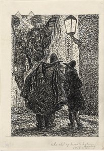 Two Men on the Street in the Dark