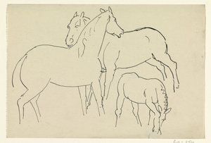 Two Horses and a Foal by Leo Gestel