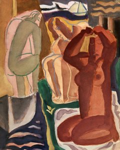Two Bathing Women and a Bridge Figure by Leo Gestel