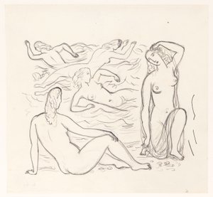 Five Naked Women in the Surf or on the Beach by Leo Gestel