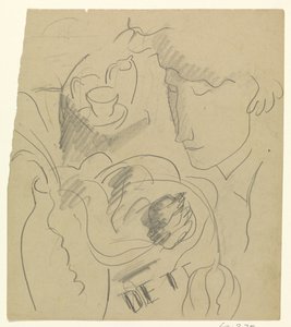 Woman Smelling Flowers in a Vase by Leo Gestel