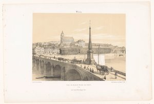 View of Blois from the bridge by Leon Auguste Asselineau