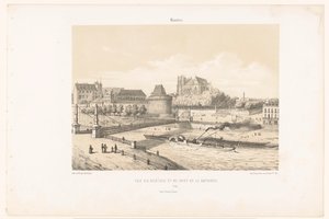 View of the Castle and the Pont de la Rotonde over the Loire in Nantes (Contemporary France) by Leon Auguste Asselineau