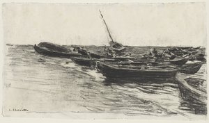 Boats on the Beach, c. 1874-81 by Leon Augustin Lhermitte