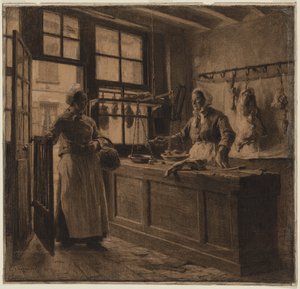 Interior of a Butcher Shop by Leon Augustin Lhermitte
