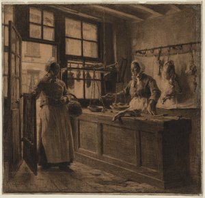 Interior of a Butcher Shop, c.1881 by Leon Augustin Lhermitte