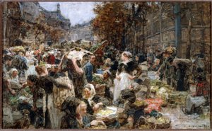 Provisioning of the Halles, Sketch for the Town Hall of Paris, circa 1888-1889 by Leon Augustin Lhermitte